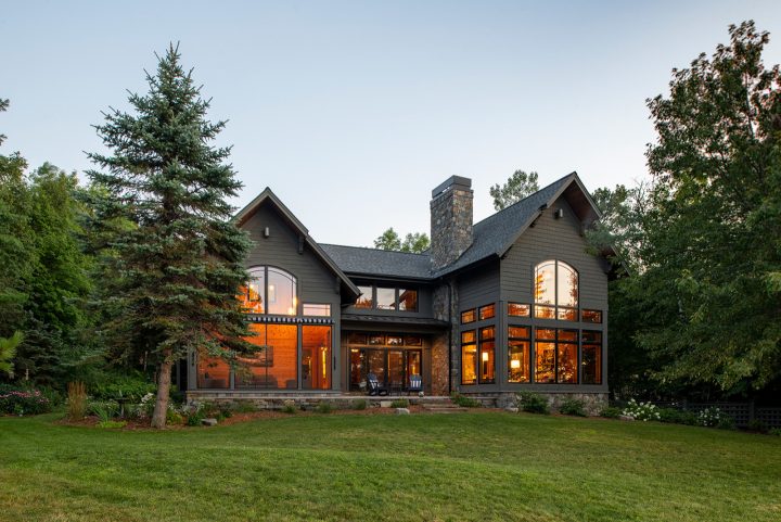 Glowing Arched Charcoal Gray Stone Retreat