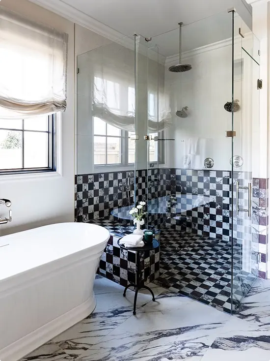 Black and White Marble Checkerboard