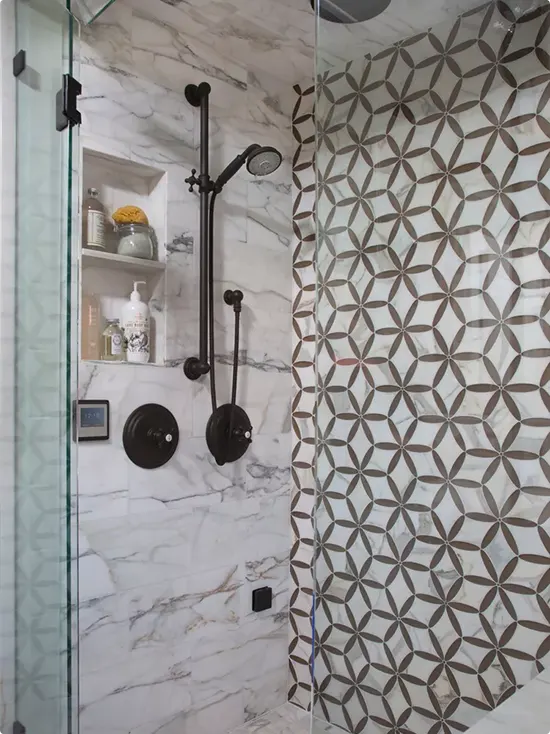 Marble Flower Mosaic Shower
