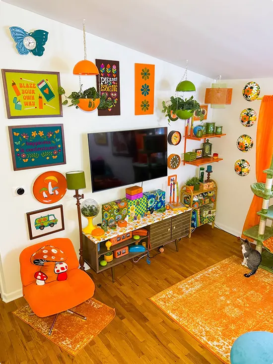 Orange Retro TV Wall