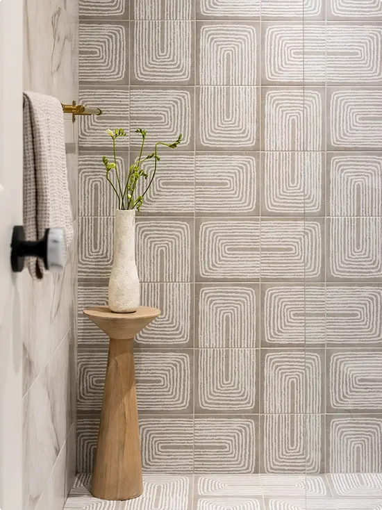Raised Warm Gray Labyrinth Tile