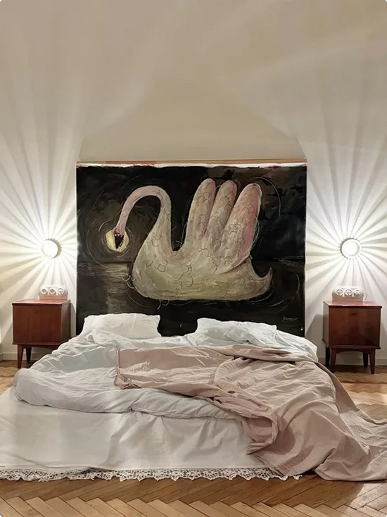 Swan Canvas Headboard