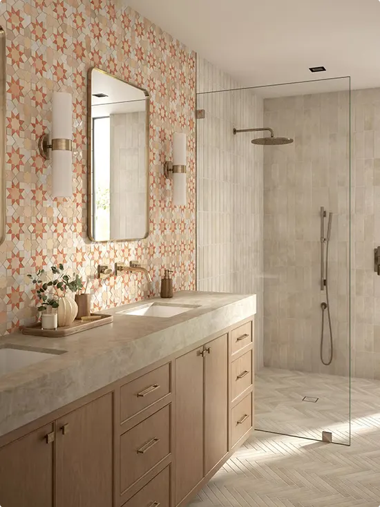 Terracotta Cream Star Mosaic Tile
