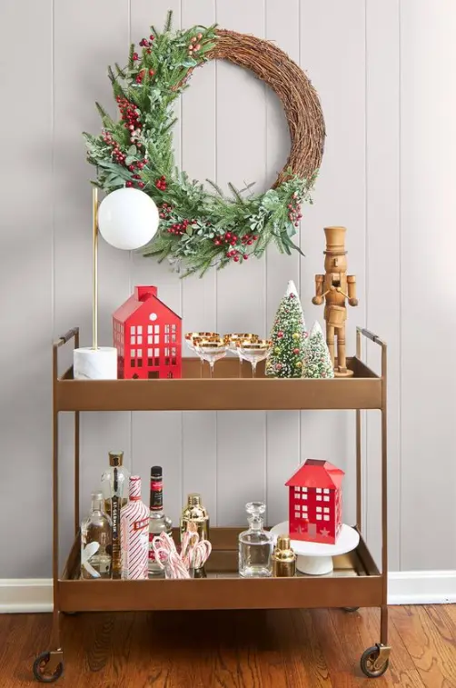 Christmas-Themed Bar Cart
