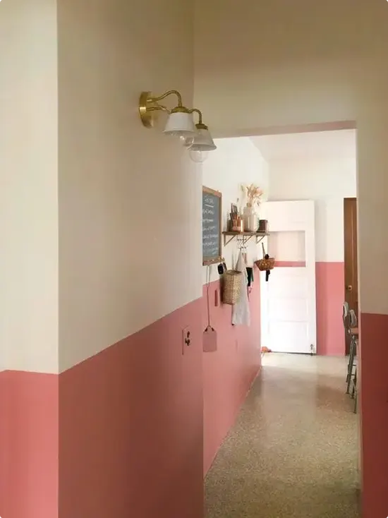 Cream and Dusty Rose Half-Wall