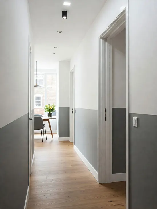 Gray Walls in a Minimalist Corridor