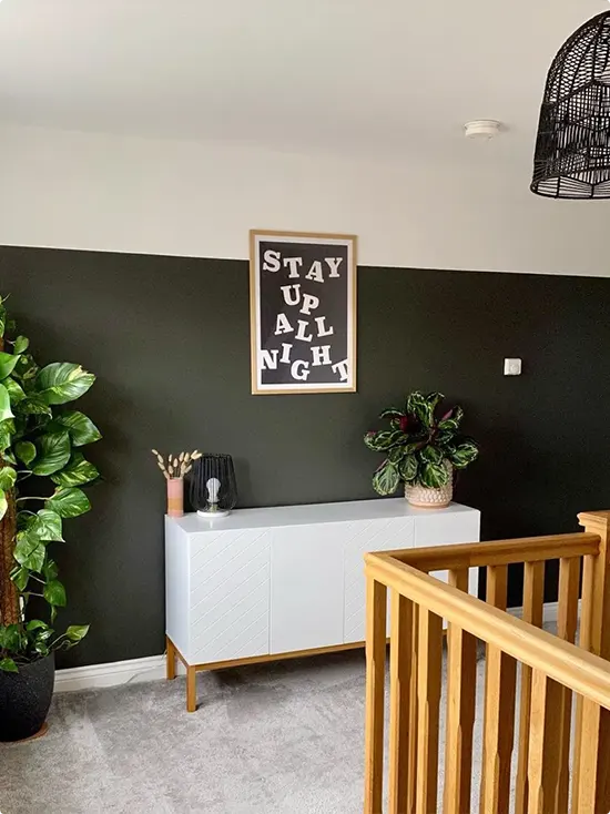 Hallway with a Dark Olive Green Lower Wall