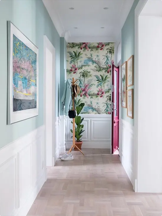 Mint Blue Wainscoting with White