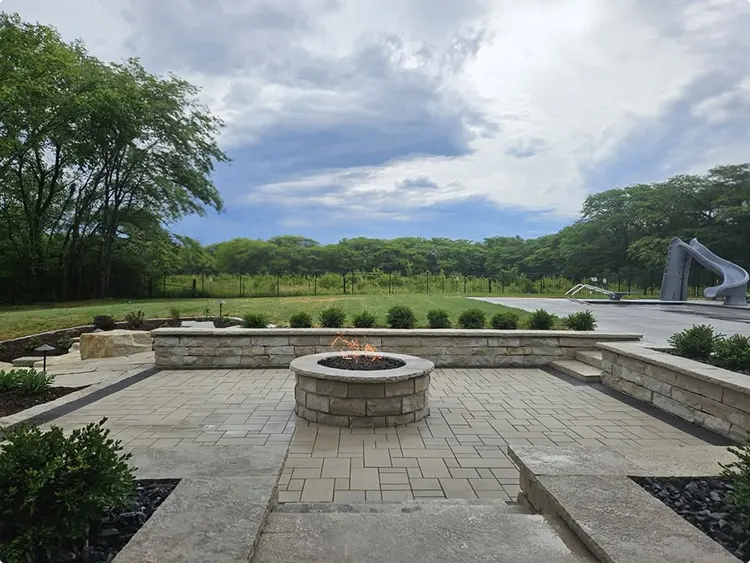 Round Stone Fire Pit Patio