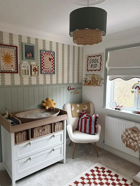 Scallop wallpaper nursery gallery wall