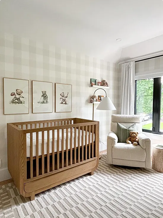 Three Bear Prints Oak Crib Nursery