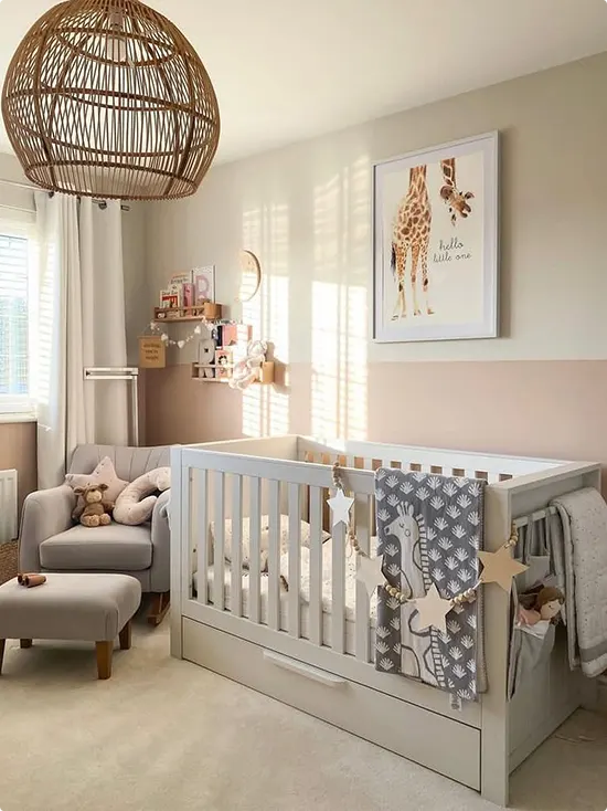 Warm Pink Giraffe Print Nursery