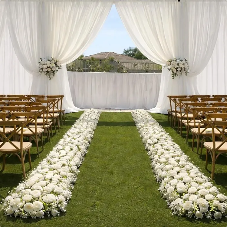 All-White Draped Aisle
