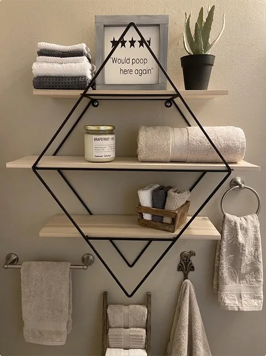 Black Diamond Frame with Wooden Shelves