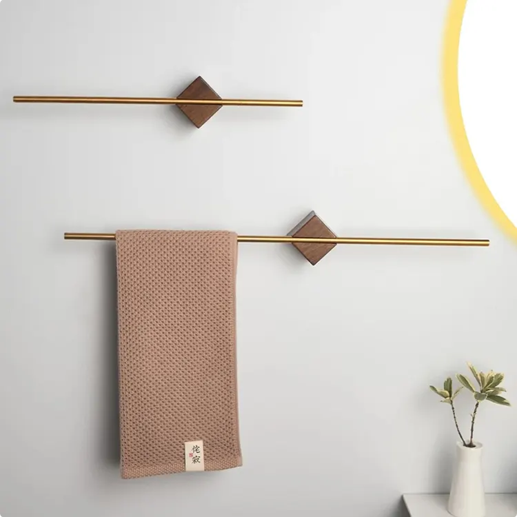 Brass Towel Bars With Walnut Brackets