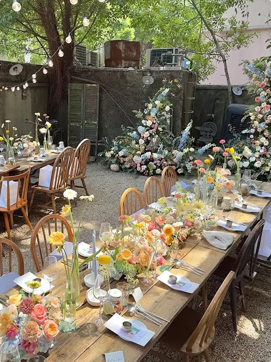 Courtyard Corner Wildflower Tables