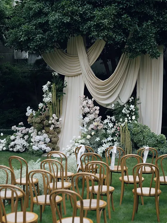 Cream Garden Style Ceremony Backdrop