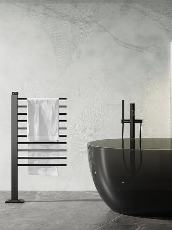 Freestanding Black Heated Towel Rack