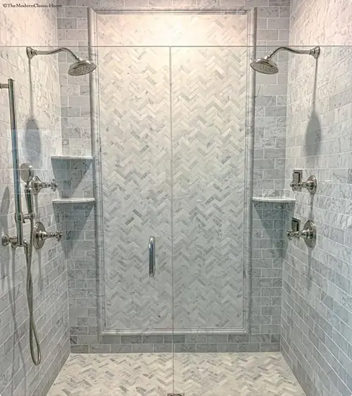 Herringbone and Subway Tile Shower