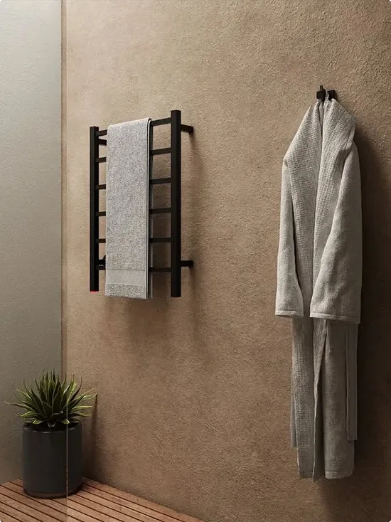 Matte Black Heated Ladder Towel Rack