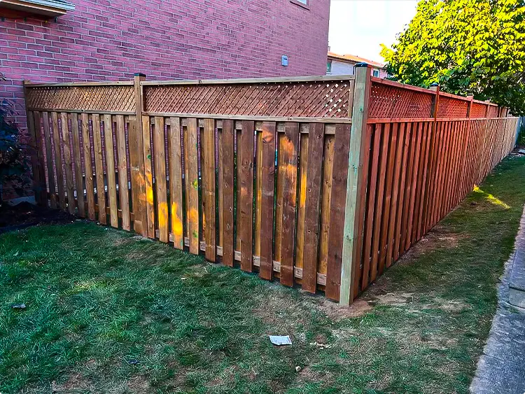 Warm Brown Lattice Fence for a Backyard Corner
