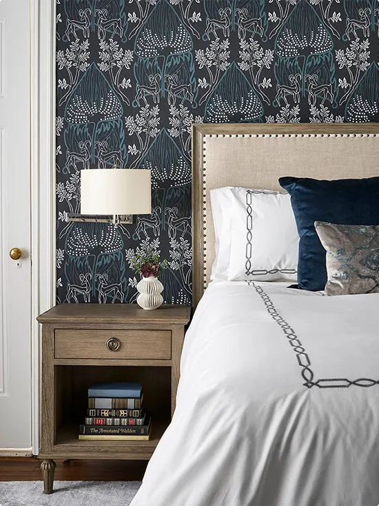 Dramatic Wildlife Wallpaper in Dark Navy
