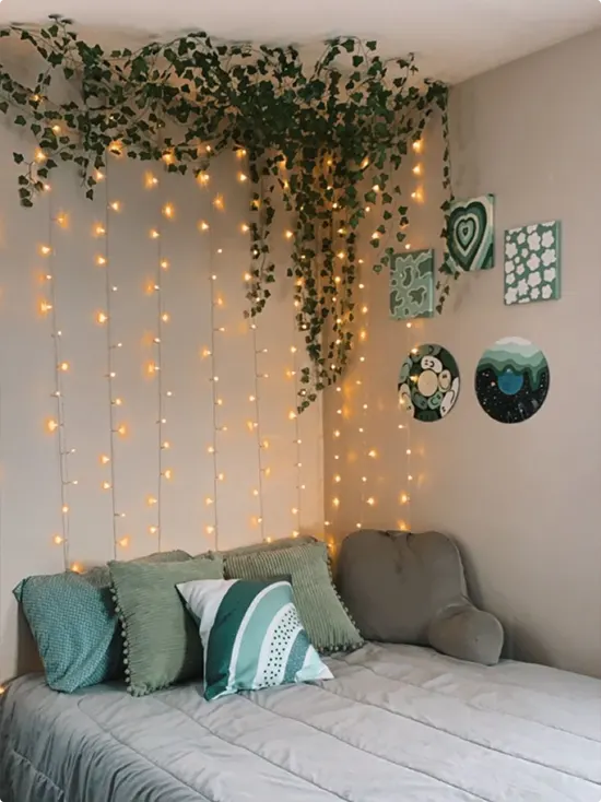 Fake Ivy and Cascading String Lights