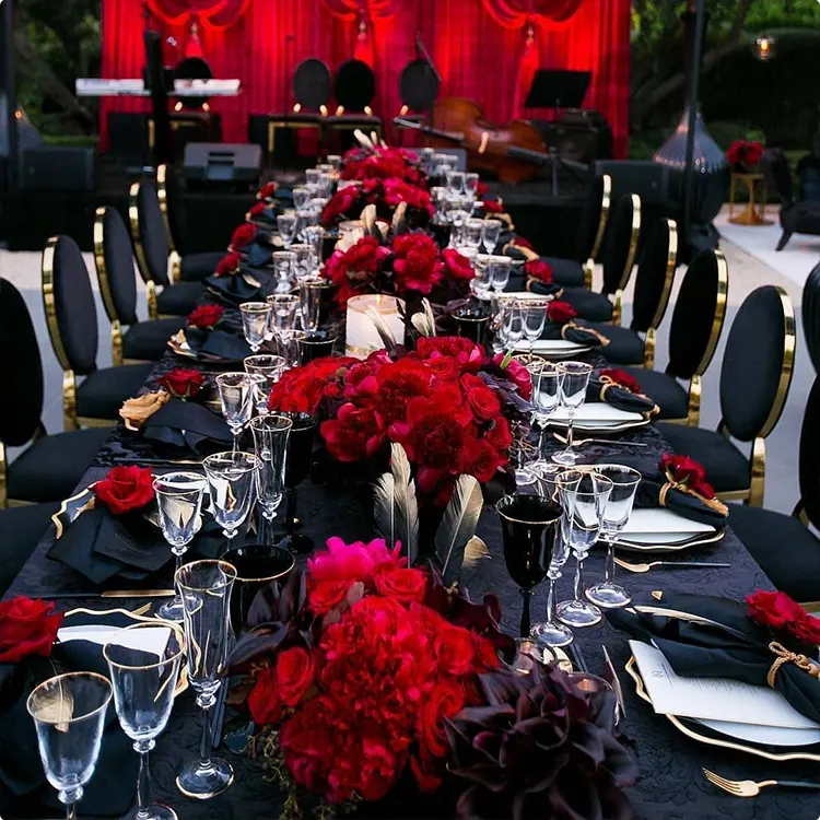 Feathered Dining Table in Black and Gold