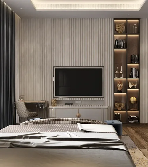Full Wall Slats and Display Shelves