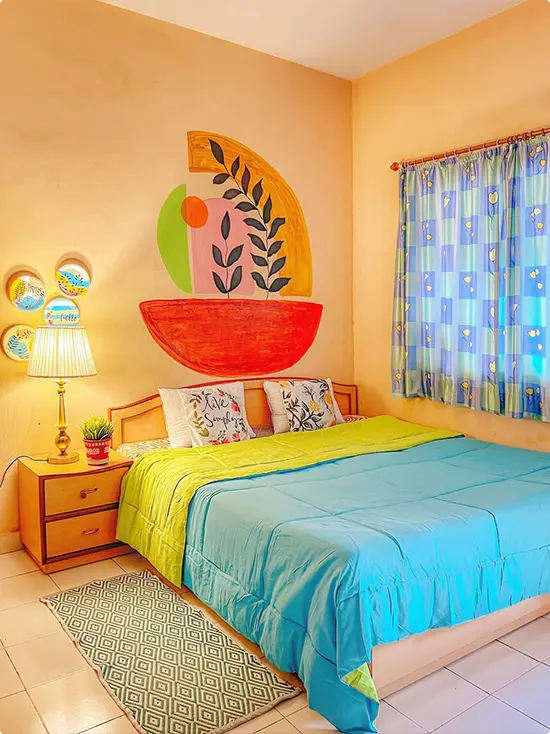 Matisse-Inspired Yellow Mural on a Warm Yellow Wall
