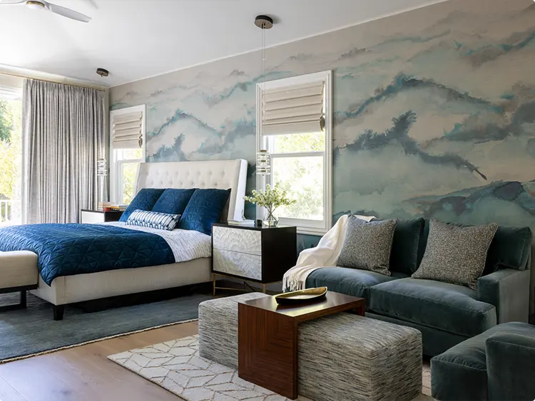 Misty Mountain Watercolor Mural