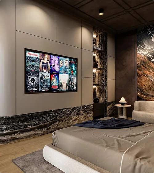 Moody Bedroom with a Marble Base