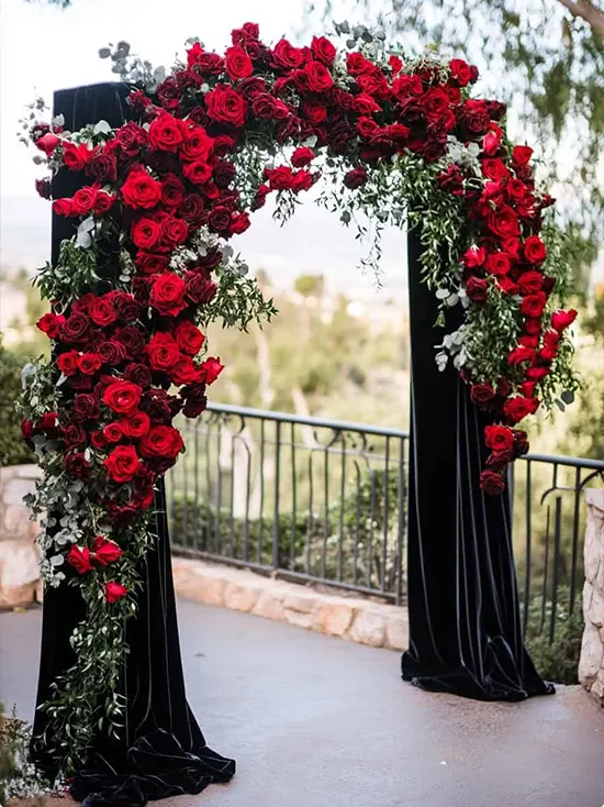 Red Rose and Eucalyptus Floral Arch