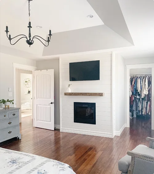 Shiplap TV Wall with Lower Fireplace