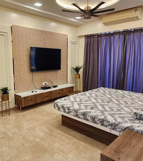 Textured TV Panel and Floating Console