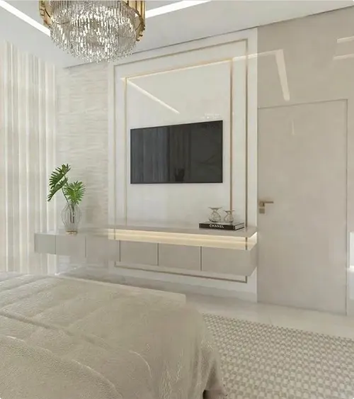 TV Wall with a Floating LED Frame