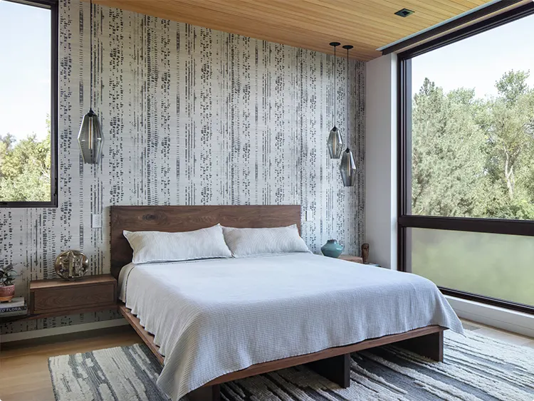 Vertical Dash Wallpaper for a Forest Bedroom