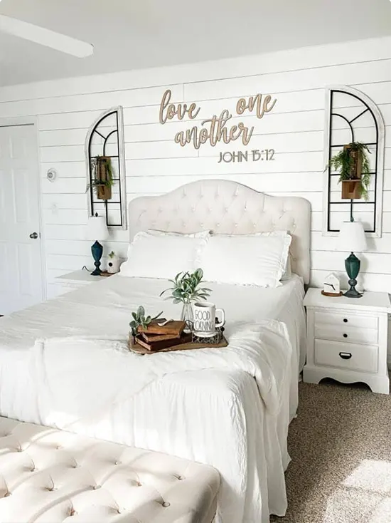 White Shiplap Wall With Wood Script Sign