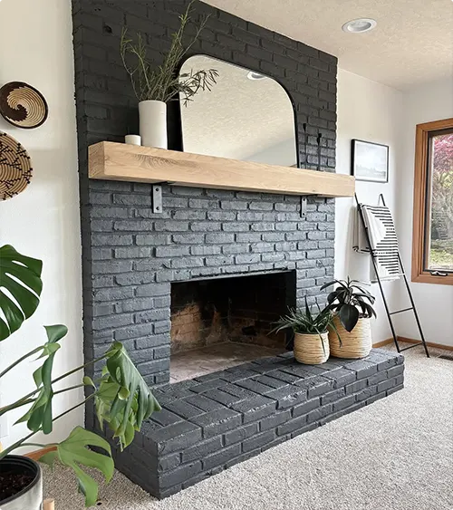 Black Arched Brick Fireplace