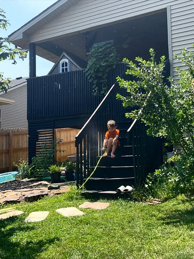 Black Deck with Staircase