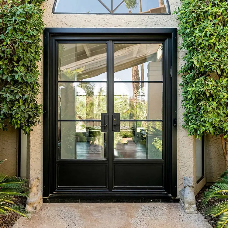 Black French Door in a Garden Wall