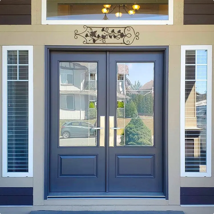 French doors with decorative iron at the entry