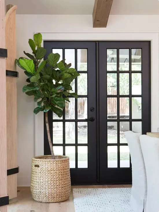 Grid Pane Black French Doors