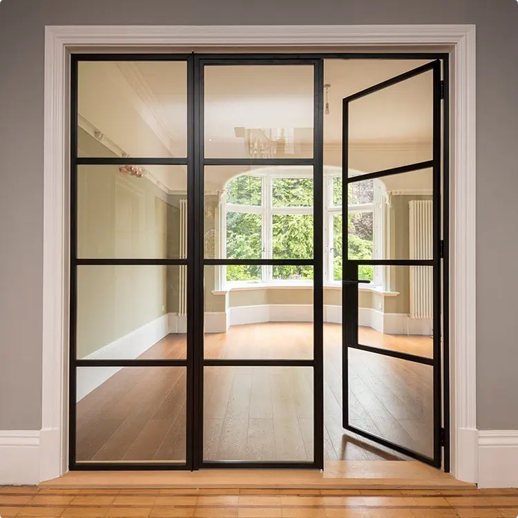 Ultra-Slim Black Steel French Doors