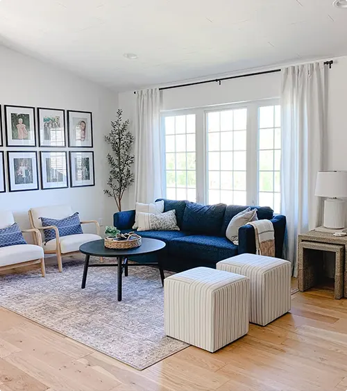 Clean Modern Navy Living Room