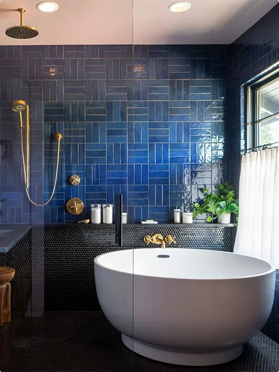 Deep Cobalt Basket-Weave Wall Tile
