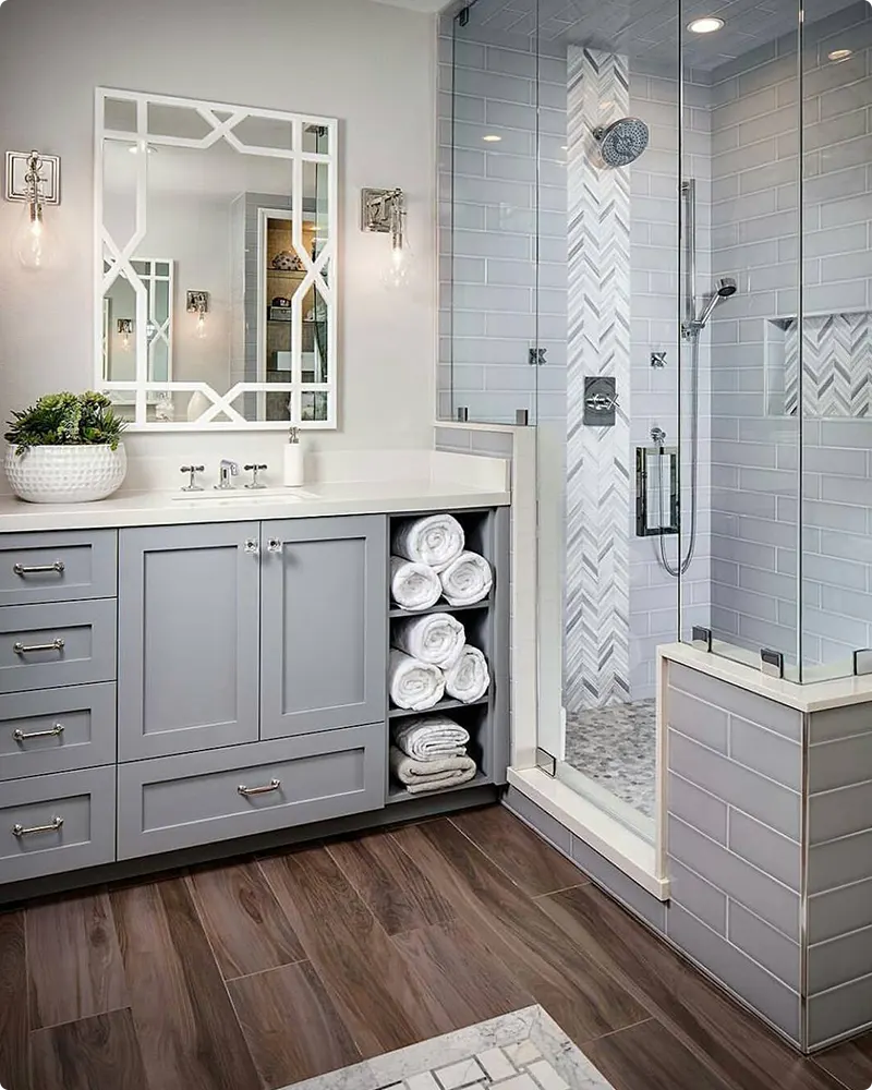 Gray Chevron Tile Design
