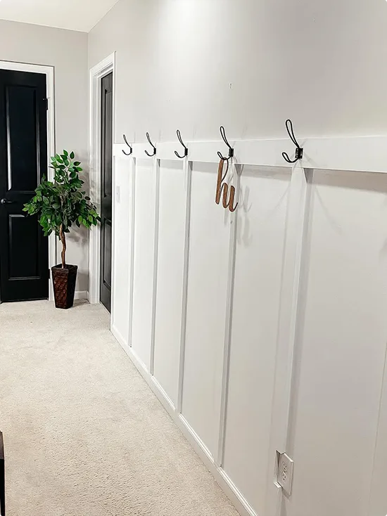 White Board and Batten with Black Hooks