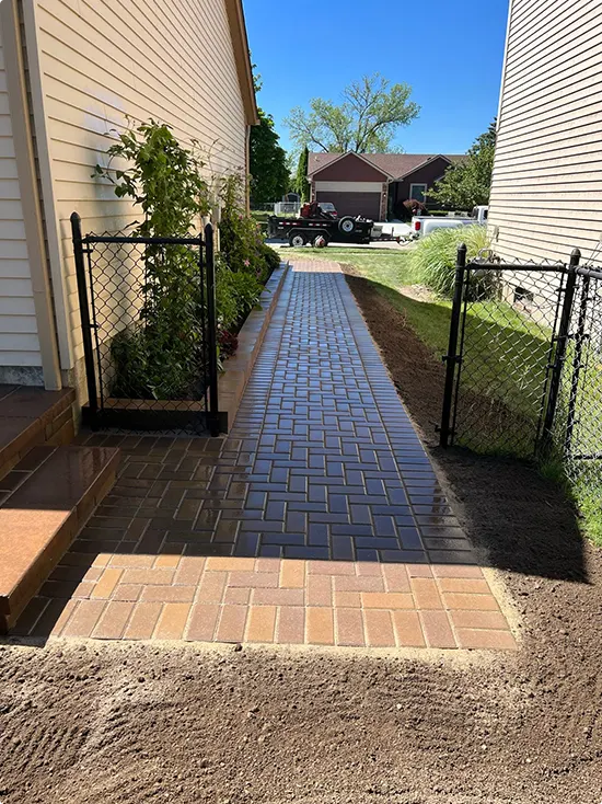 Brick Walkway in a Side Yard