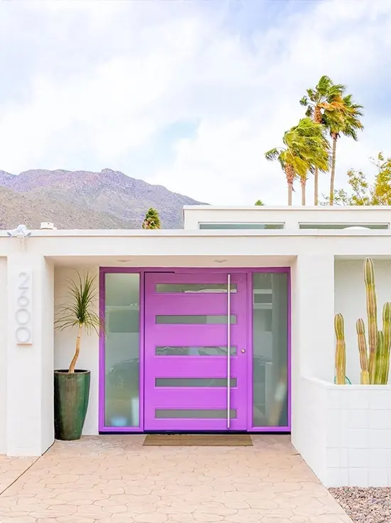 Bright Purple Pivot Door Palm Springs Home